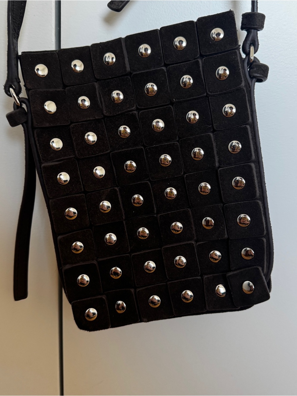 Massimo Dutti Split Suede Mini Crossbody Bag with Studs - Picture 2 of 5
